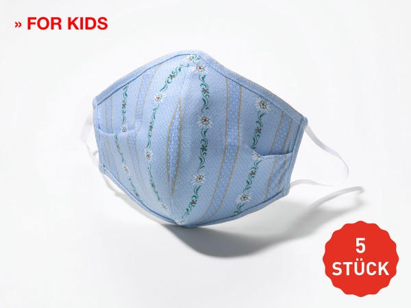 Hygienemaske für Kinder 5er-Pack ''Bauernhemd''