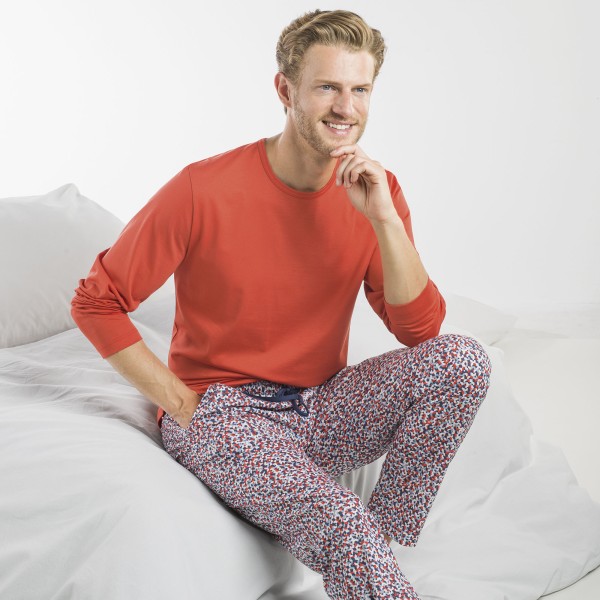 Pyjama long, round-neck