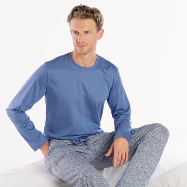 Pyjama long, round-neck
