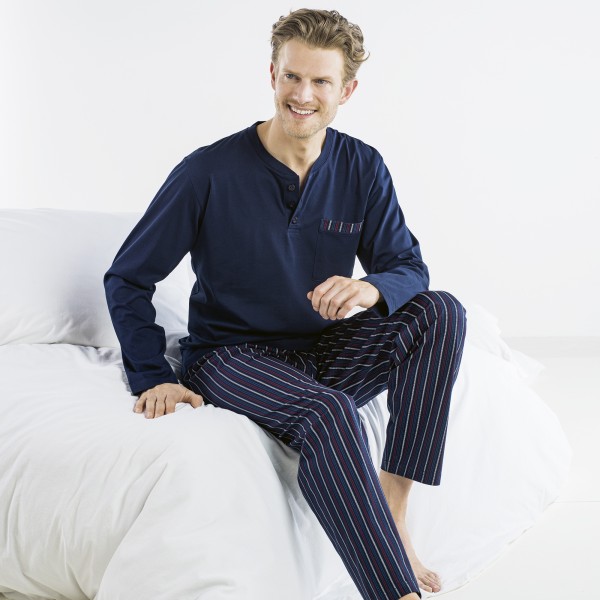 Pyjama long, patte de boutonnage